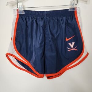 Nike dri-fit UVA Cavaliers women's Med navy‎ orange white lined athletic shorts